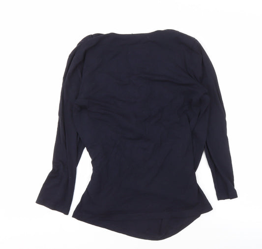 Hobbs Women's Cowl Neck Long Sleeve Top in Navy, Size S