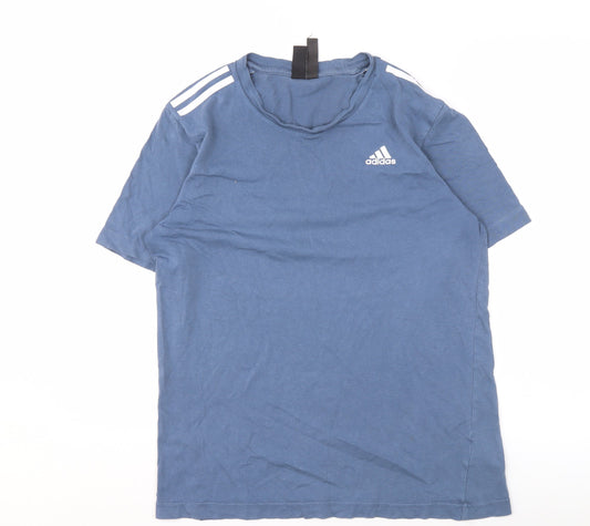 Mens UK Size S adidas Blue Cotton T-Shirt