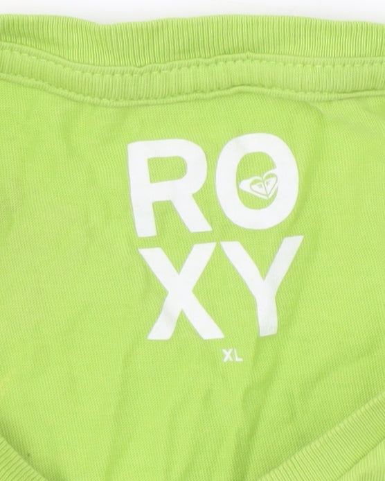 Roxy Women's Green XL Basic Cotton Crew Neck T-Shirt