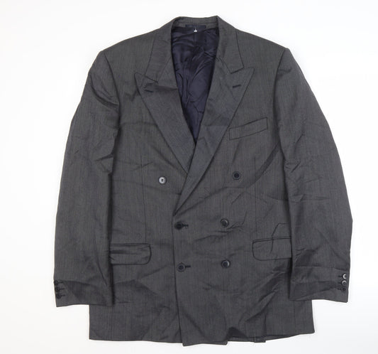 Jaeger Mens Grey Double-Breasted Jacket, Size 52L