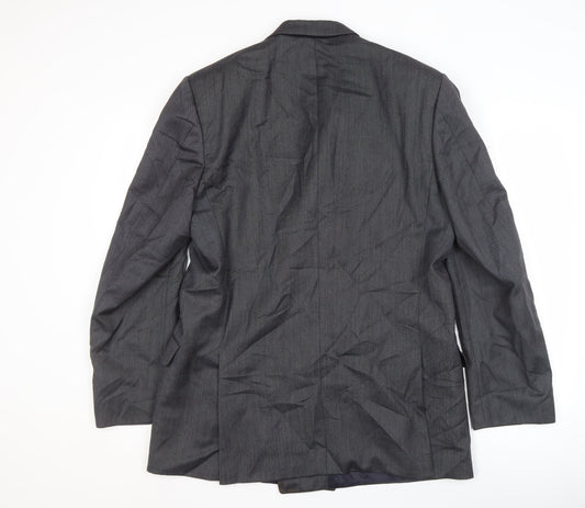 Jaeger Mens Grey Double-Breasted Jacket, Size 52L