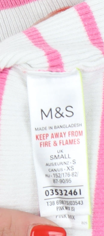 Marks and Spencer Women's Multicoloured Striped Polo - Size S