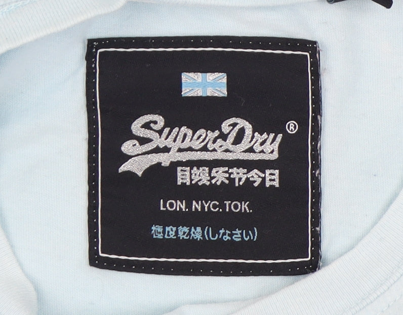 Superdry Women's Blue T-Shirt, Size 6, Casual Summer Wear
