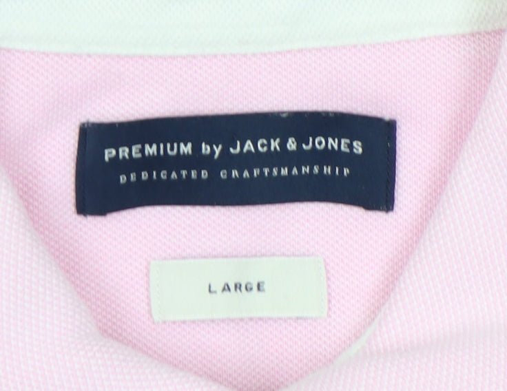 Jack & Jones Pink Mens Polo Shirt L Casual