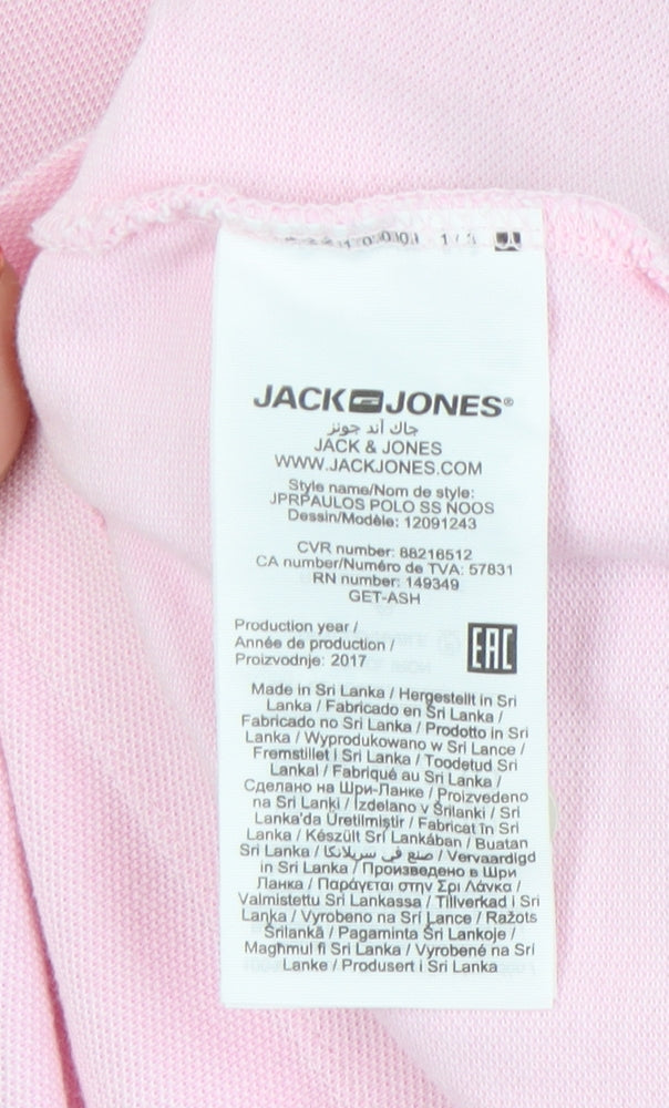 Jack & Jones Pink Mens Polo Shirt L Casual