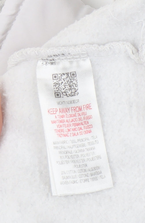 Brand and care label for McKenzie girls’ grey colourblock hoodie sweatshirt 5-6 years