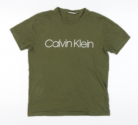 Calvin Klein Men's Green Crew Neck T-Shirt Size S