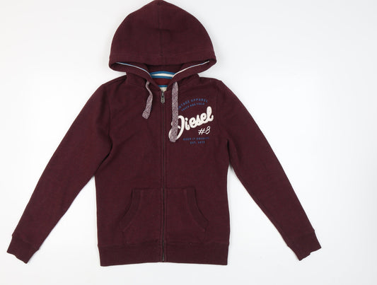 Diesel Men's Red Full Zip Hoodie Size S