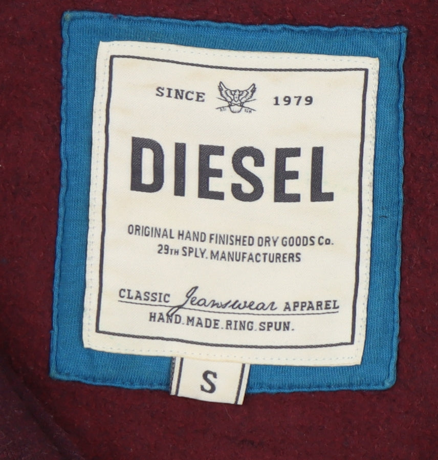 Diesel Men's Red Full Zip Hoodie Size S