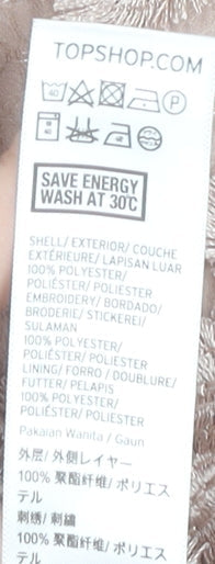 Brand and care label for Topshop Petite Beige Floral Embroidered Dress, UK 10