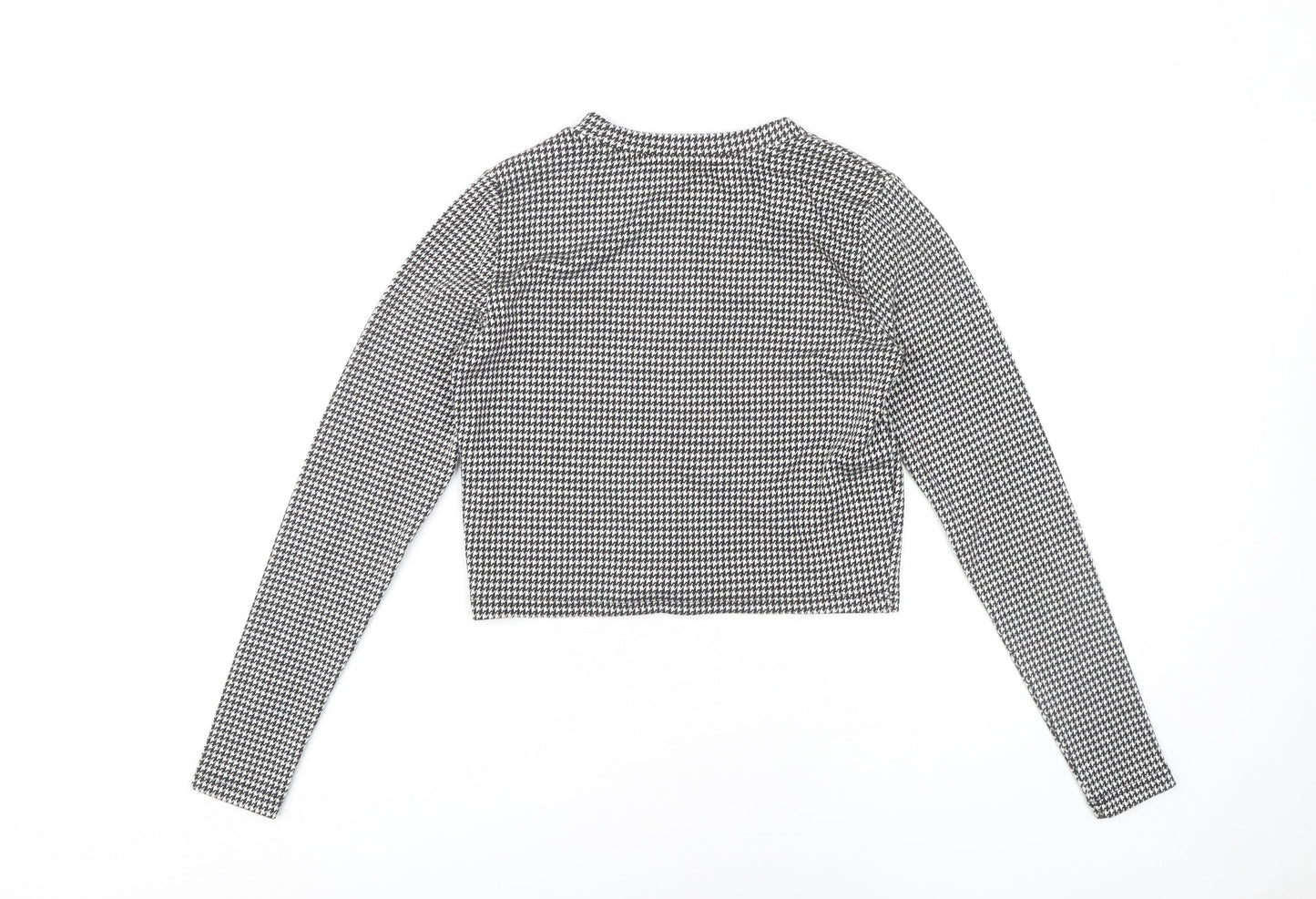 Pull&Bear Women's Black Cropped Check Top S