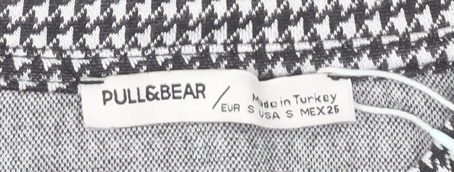 Pull&Bear Women's Black Cropped Check Top S