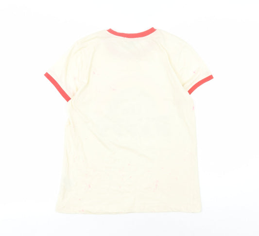 Brave Soul Women's Ivory Rainbow Ringer T-Shirt S