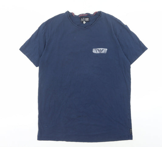 Armani Jeans Men's Blue Logo T-Shirt Medium