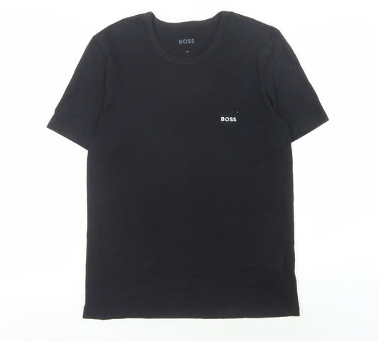 BOSS Men's Black Cotton T-Shirt, Size M