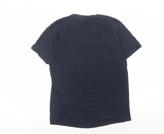 Brave Soul Men's Blue Cotton T-Shirt, Size L
