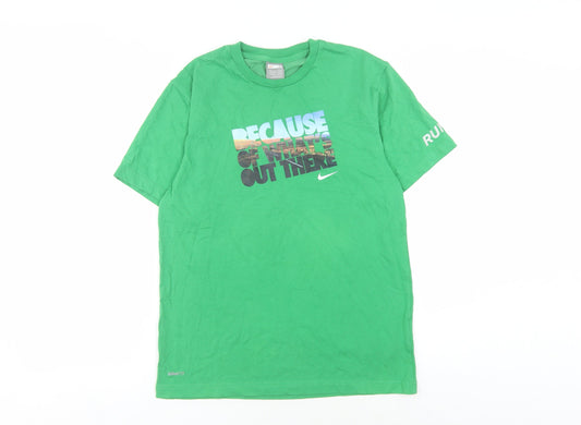 Mens UK Size S Nike Green Cotton Blend T-Shirt