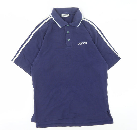 Additional front view of Adidas Men's Blue Polo Shirt, L, Sports Theme, Cotton