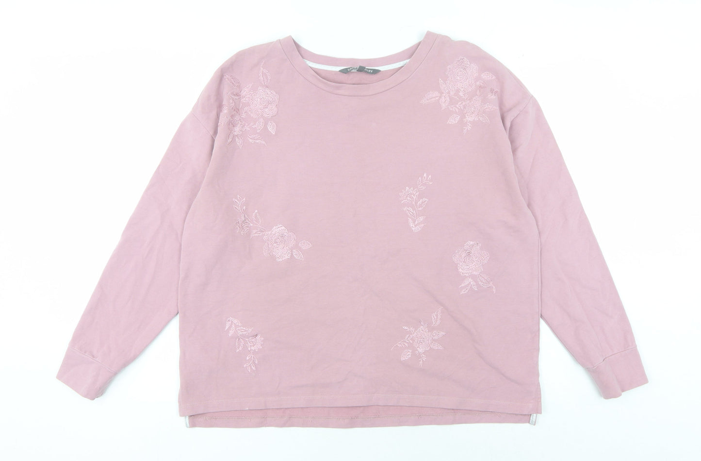 Laura Ashley Women's Pink Floral Pullover Sweatshirt Size 14