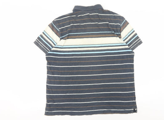 White Stuff Men's Blue Striped Polo Shirt M Casual