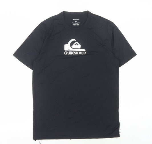 Quiksilver Men's Black T-Shirt, Size S, Solid Pullover