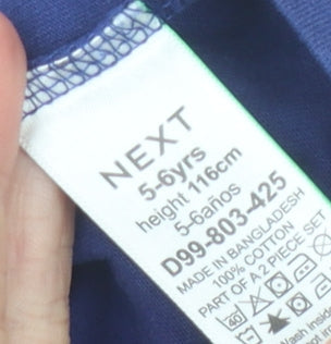 Close-up detail of Next girls’ blue glitter graphic long sleeve t-shirt 5-6 years