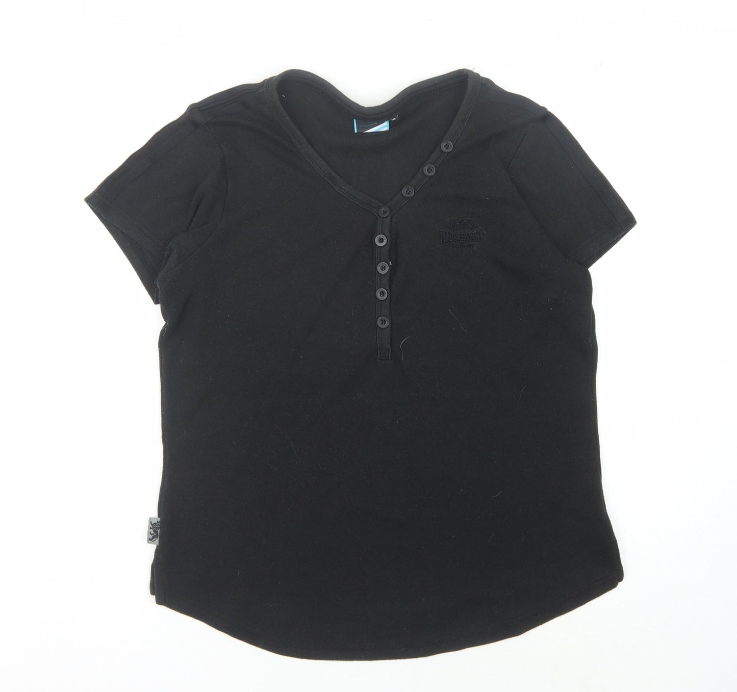 Lonsdale Women’s Black V-Neck T-Shirt, Size 16