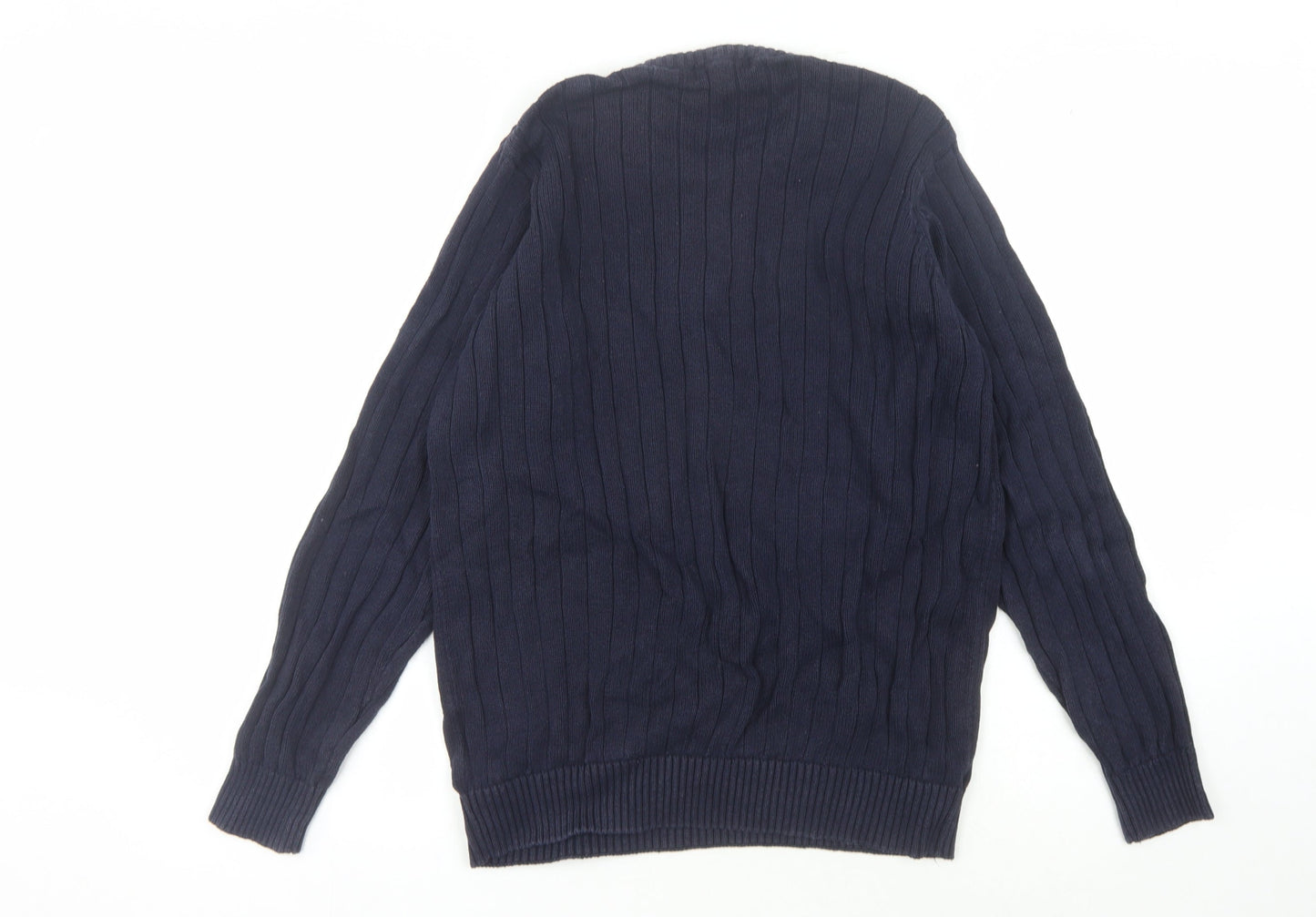 James Pringle Men's Blue Crew Neck Cable-Knit Pullover S