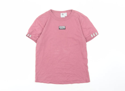 Womens UK Size XS adidas Pink 100% Cotton T-Shirt