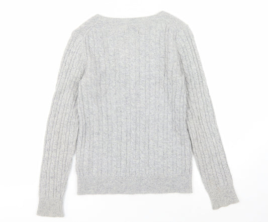 Jack Wills Women's Grey V-Neck Pullover Jumper