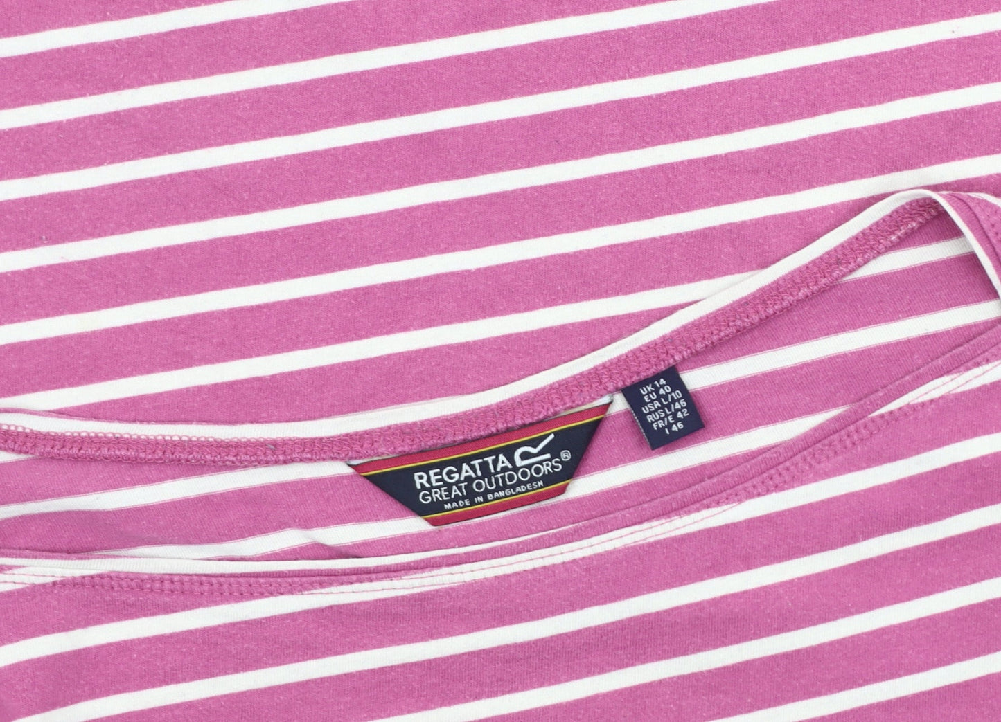 Regatta Women's Pink Striped T-Shirt Size 14
