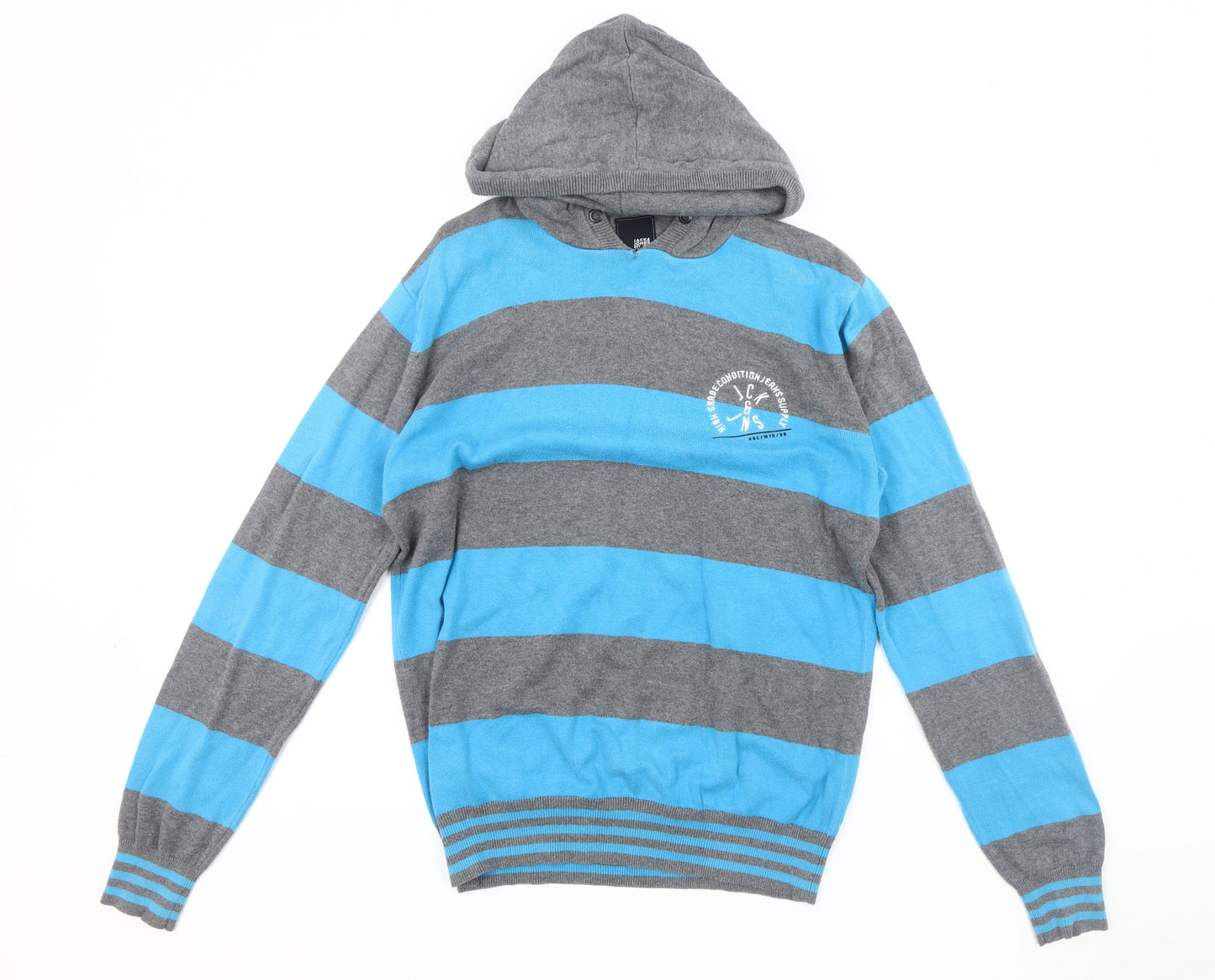 Jack & Jones Men's Blue Striped Hoodie - Medium