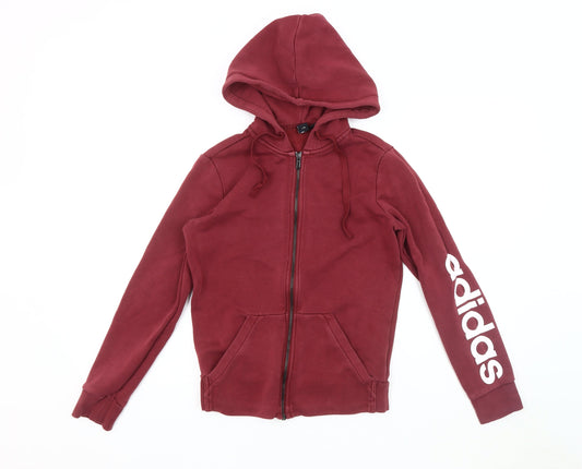 Womens UK Size S Regular adidas Red Cotton Blend Jacket