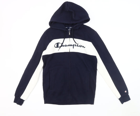 Champion Men's Blue Hooded Jacket S Logo Casual