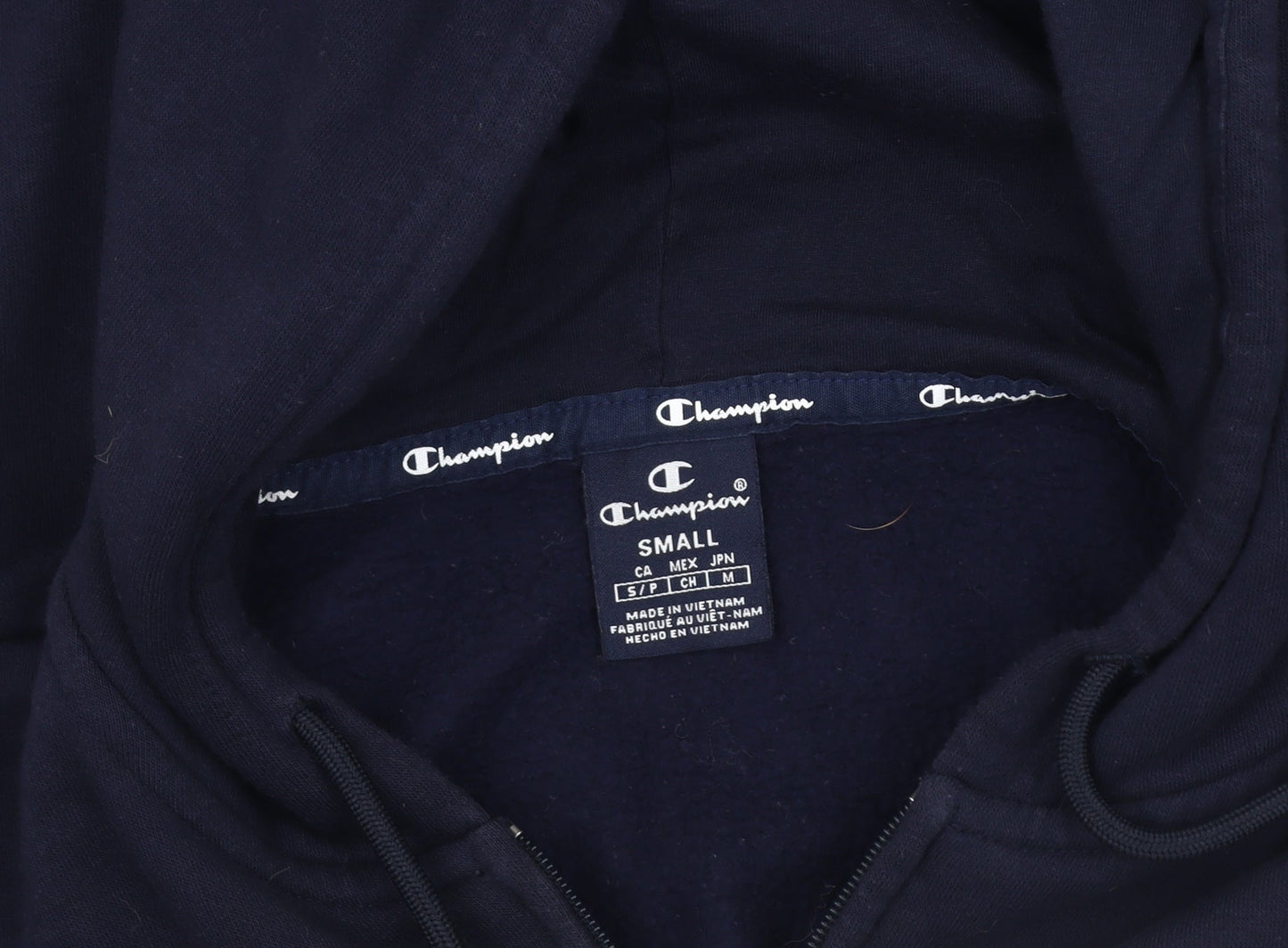 Champion Men's Blue Hooded Jacket S Logo Casual