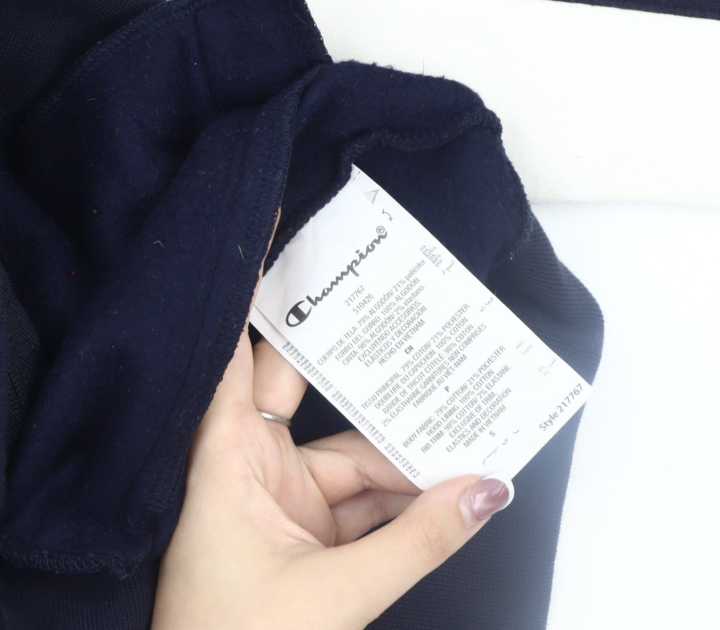Champion Men's Blue Hooded Jacket S Logo Casual
