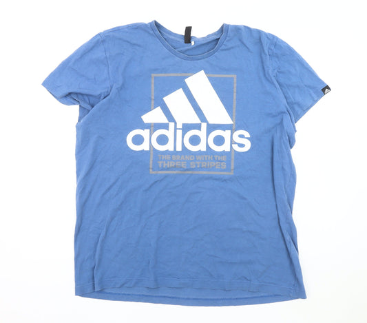 Mens UK Size M adidas Blue Cotton T-Shirt