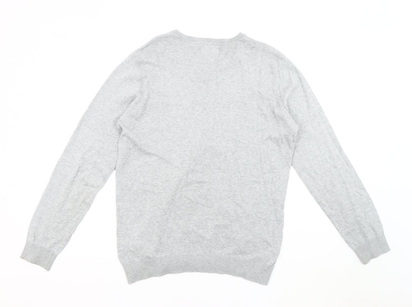 Jack & Jones Men's Grey V-Neck Pullover Jumper L