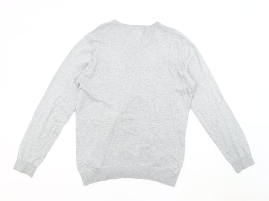 Jack & Jones Men's Grey V-Neck Pullover Jumper L