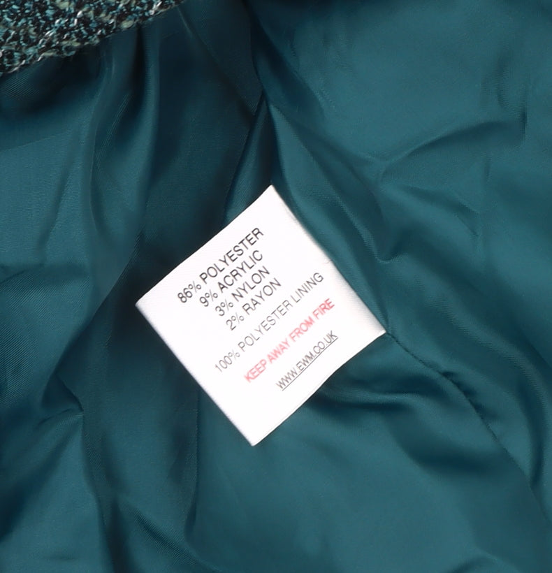 Brand and care label for Honor Millburn Women's Green Tweed Jacket, size 14
