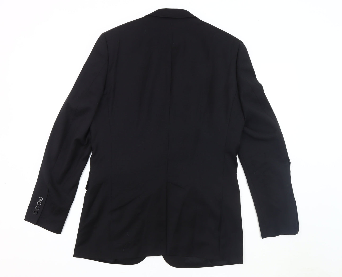DKNY Men's Black Wool Blazer, 42 L, Single-Breasted