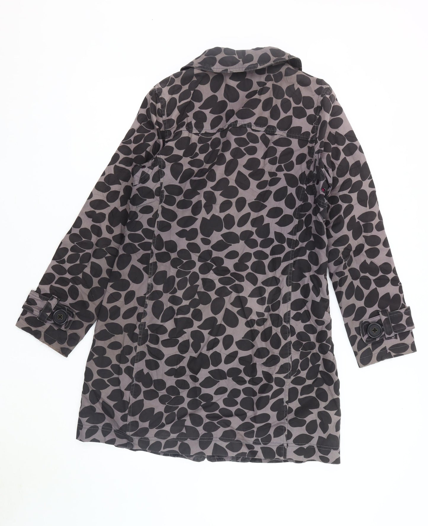 Boden Women’s Black Animal Print Trench Coat - Size 12