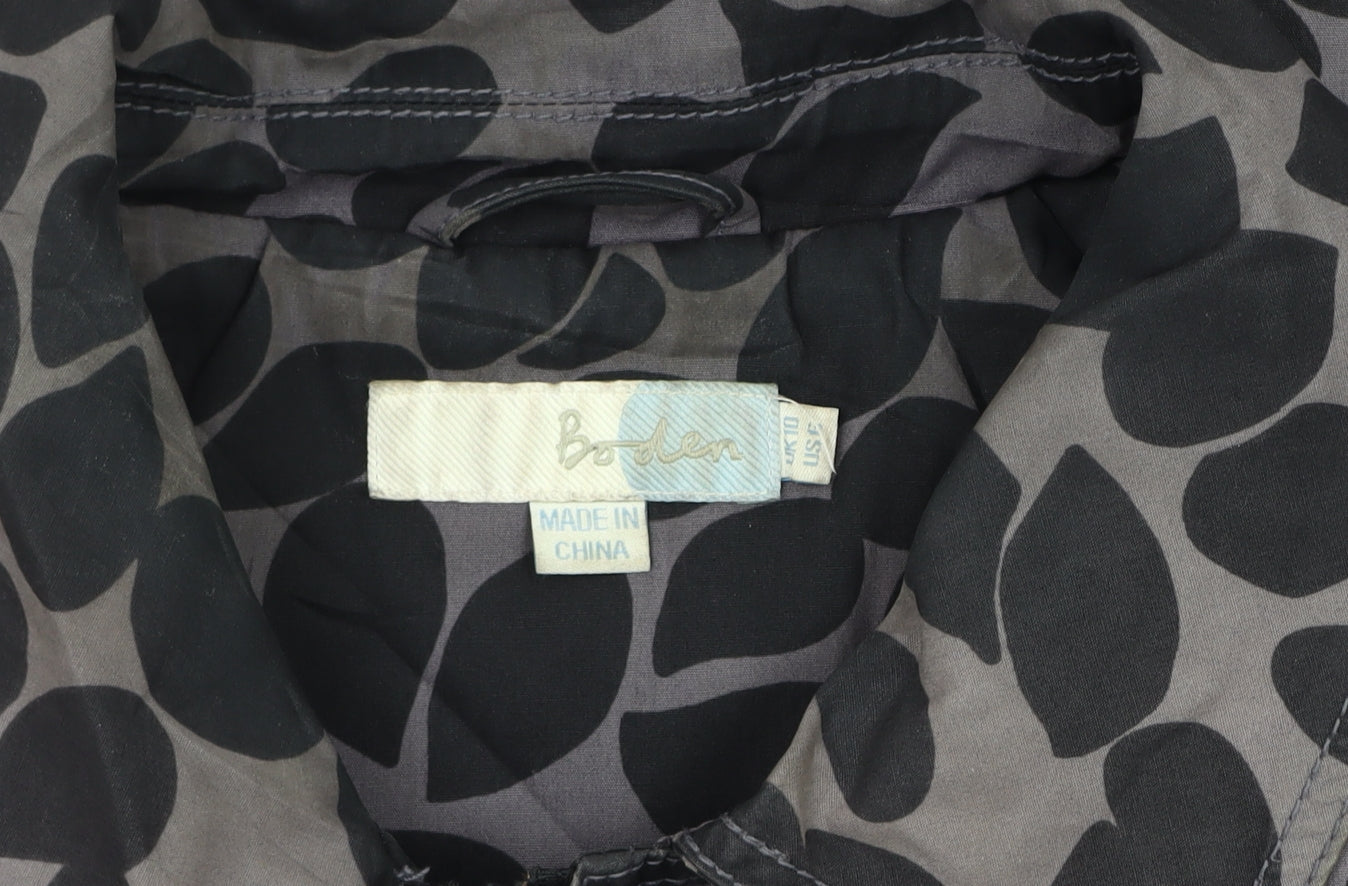 Boden Women’s Black Animal Print Trench Coat - Size 12