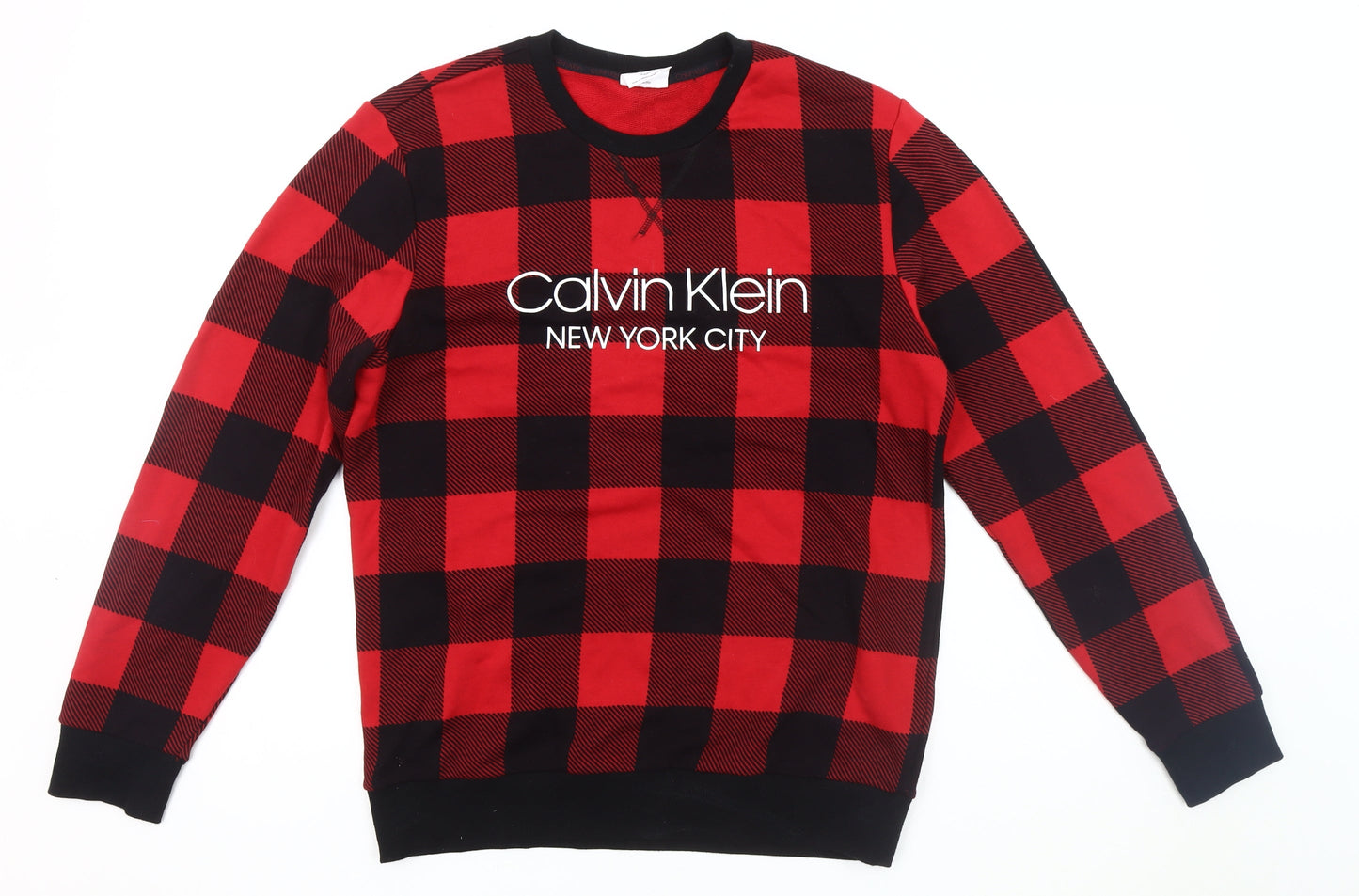 Calvin Klein Men's Red Plaid Sweatshirt M