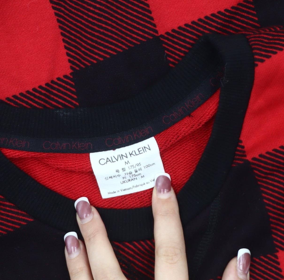 Calvin Klein Men's Red Plaid Sweatshirt M