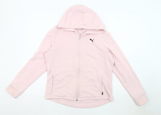 Puma Women's Pink Hooded Jacket L Sports Casual