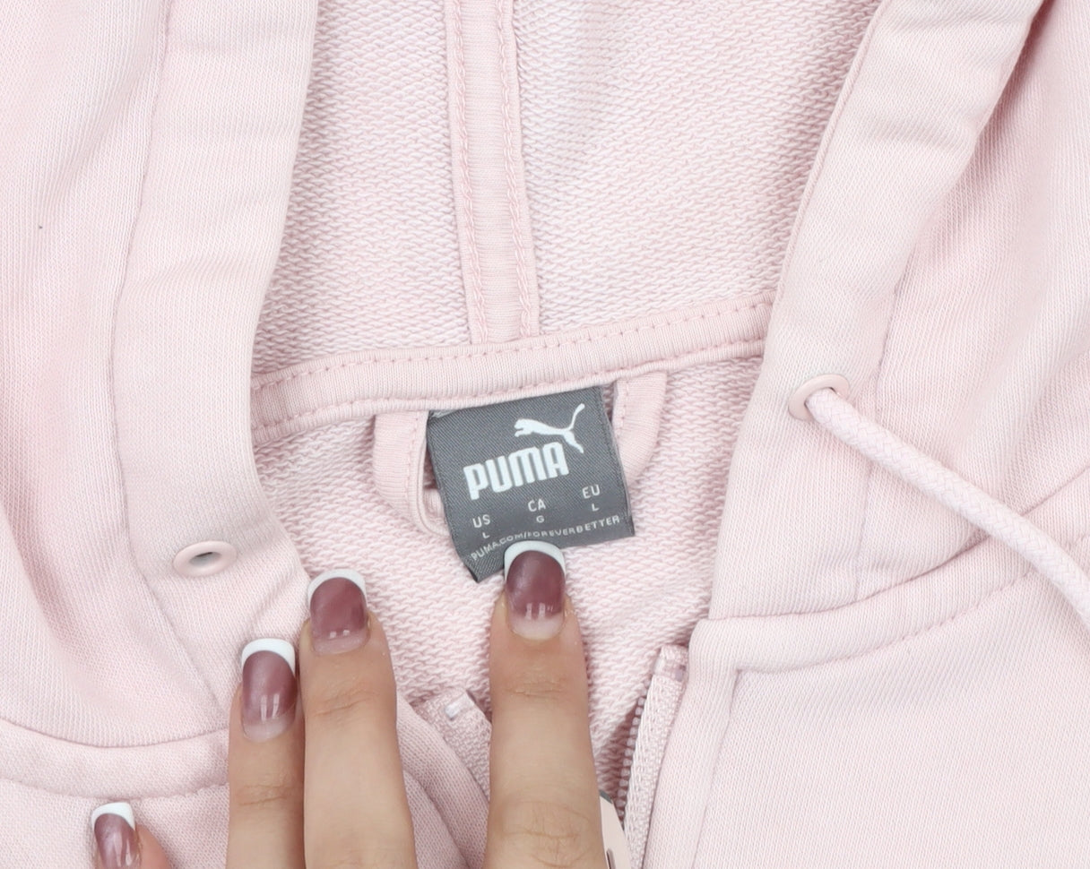 Puma Women's Pink Hooded Jacket L Sports Casual