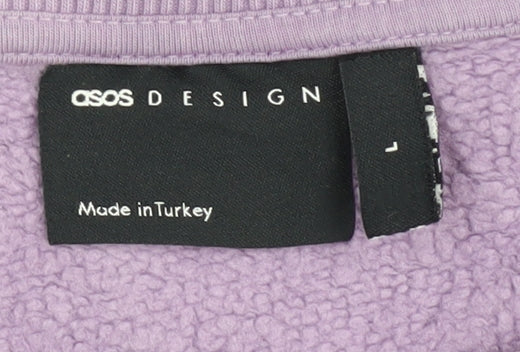 Brand and care label for ASOS DESIGN Women's Purple Pullover Sweatshirt