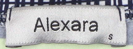 Brand and care label for Alexara Women's Multicoloured Striped Top, size S, V-Neck