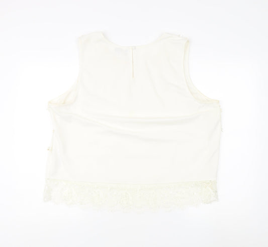 ASOS Women's Plus Size 22 White Beaded Tank Top